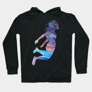 Clothos - Space Girl Floating White Background Hoodie